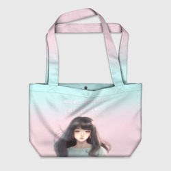 Пляжная сумка 3D Девушка аниме в пастельных оттенках