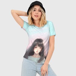 Женская футболка 3D Slim Девушка аниме в пастельных оттенках - фото 2