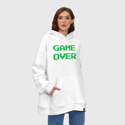 Худи SuperOversize хлопок Серо-зеленый game over - фото 2