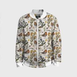 Детский бомбер 3D Птицы малиновки и зверобой