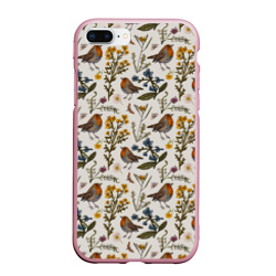 Чехол для iPhone 7Plus/8 Plus матовый Птицы малиновки и зверобой