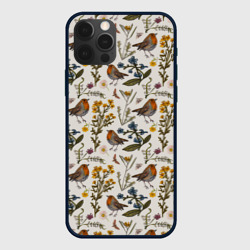 Чехол для iPhone 12 Pro Max Птицы малиновки и зверобой