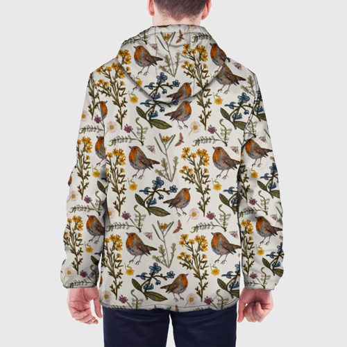 Мужская куртка 3D Птицы малиновки и зверобой, цвет 3D печать - фото 5