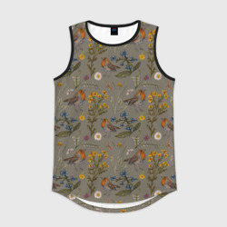 Мужская спортивная майка 3D Малиновки и зверобой