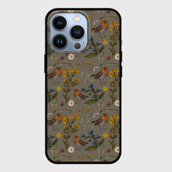 Чехол для iPhone 13 Pro Малиновки и зверобой