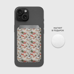 Картхолдер Magsafe магнитный Мухоморы и цветы светлый принт - фото 2