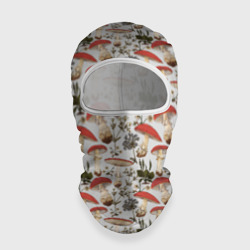 Балаклава 3D Мухоморы и цветы светлый принт