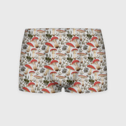 Мужские трусы 3D Мухоморы и цветы светлый принт
