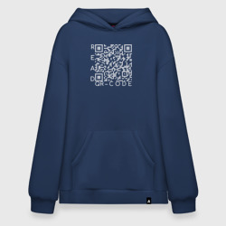 Худи SuperOversize хлопок Белый QR-code: Моя жизнь - мои правила