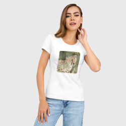 Женская футболка хлопок Slim Гепард на чилле - фото 2
