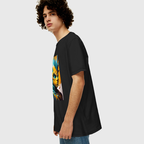 Мужская футболка хлопок Oversize с принтом Фантазийный Барт Симпсон - нейросеть, вид сбоку #3