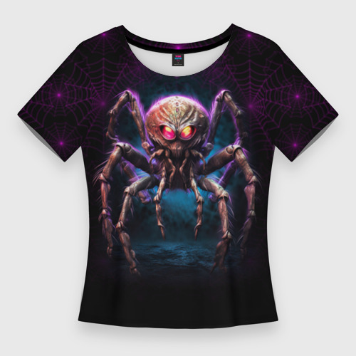 Женская футболка 3D Slim Жуткий паук, цвет 3D печать
