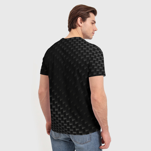 Мужская футболка 3D с принтом Volvo карбоновый фон, вид сзади #2