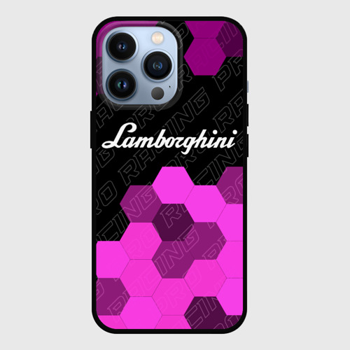 Чехол для iPhone 13 Pro с принтом Lamborghini pro racing: символ сверху, вид спереди #2