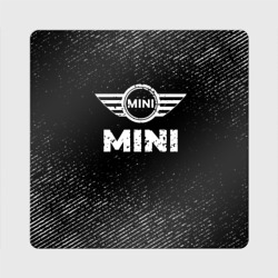 Магнит виниловый Квадрат Mini с потертостями на темном фоне