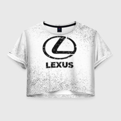 Женская футболка Crop-top 3D Lexus с потертостями на светлом фоне