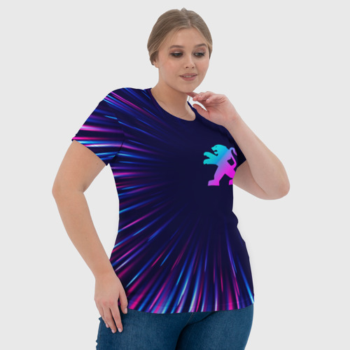 Женская футболка 3D с принтом Peugeot neon Speed lines, фото #4