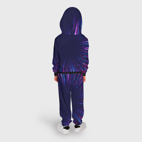 Детский костюм с толстовкой с принтом Peugeot neon Speed lines, вид сзади #2