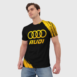 Мужская футболка 3D Audi - gold gradient - фото 2