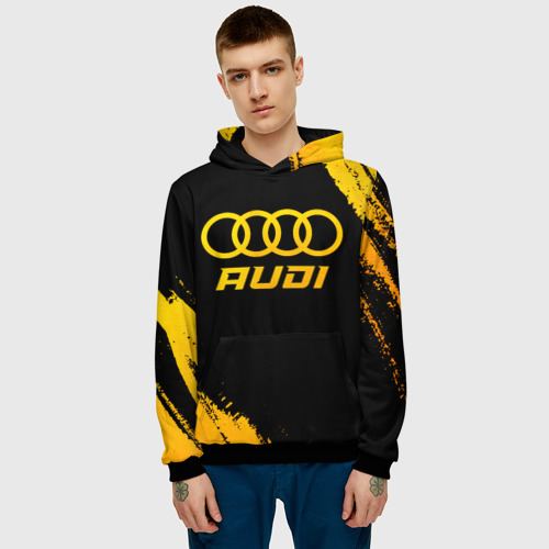 Мужская толстовка 3D Audi - gold gradient, цвет черный - фото 3