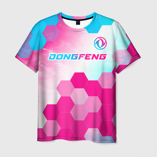 Мужская футболка 3D Dongfeng neon gradient style: символ сверху, цвет 3D печать