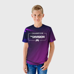 Детская футболка 3D The Division gaming champion: рамка с лого и джойстиком на неоновом фоне - фото 2