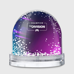 Игрушка Снежный шар The Division gaming champion: рамка с лого и джойстиком на неоновом фоне