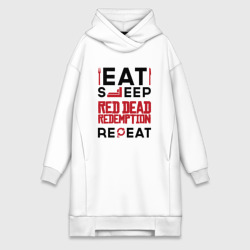 Платье-худи хлопок Надпись: eat sleep Red Dead Redemption repeat