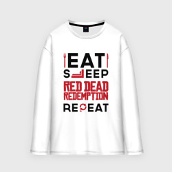 Мужской лонгслив oversize хлопок Надпись: eat sleep Red Dead Redemption repeat