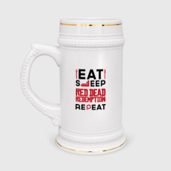 Кружка пивная Надпись: eat sleep Red Dead Redemption repeat