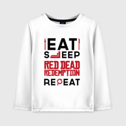 Детский лонгслив хлопок Надпись: eat sleep Red Dead Redemption repeat