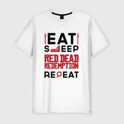 Мужская футболка хлопок Slim Надпись: eat sleep Red Dead Redemption repeat