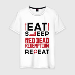 Мужская футболка хлопок Надпись: eat sleep Red Dead Redemption repeat
