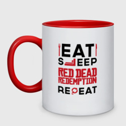 Кружка двухцветная Надпись: eat sleep Red Dead Redemption repeat