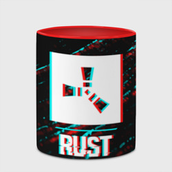 Кружка с полной запечаткой Rust в стиле glitch и баги графики на темном фоне - фото 2
