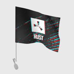 Флаг для автомобиля Rust в стиле glitch и баги графики на темном фоне