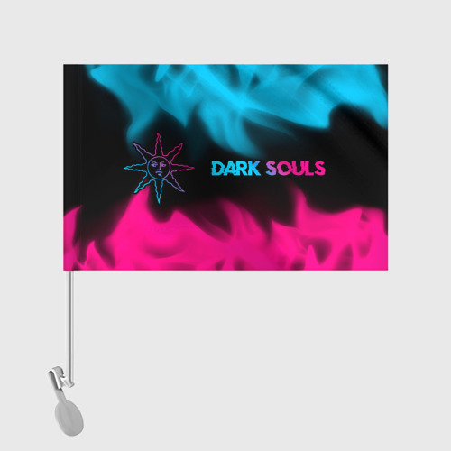 Флаг для автомобиля Dark Souls - neon gradient: надпись и символ - фото 2