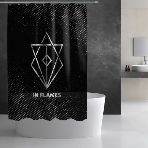 Штора 3D для ванной In Flames с потертостями на темном фоне - фото 2