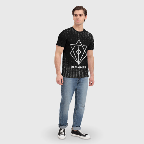 Мужская футболка 3D In Flames с потертостями на темном фоне, цвет 3D печать - фото 5