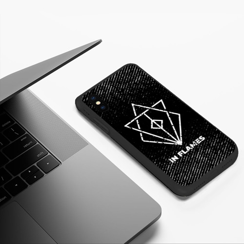Чехол для iPhone XS Max матовый с принтом In Flames с потертостями на темном фоне, фото #5