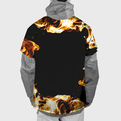 Накидка на куртку 3D In Flames рок кот и огонь, цвет 3D печать - фото 2