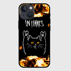 Чехол для iPhone 13 mini In Flames рок кот и огонь