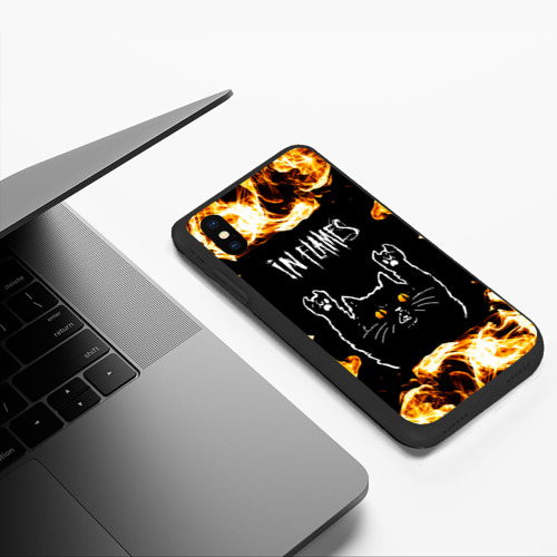 Чехол для iPhone XS Max матовый In Flames рок кот и огонь - фото 5