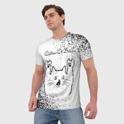 Мужская футболка 3D Children of Bodom рок кот на светлом фоне - фото 2