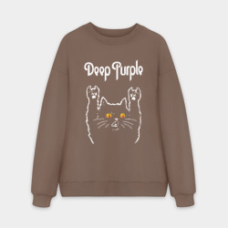 Мужской свитшот oversize без начеса хлопок Deep Purple rock cat
