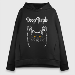 Женское худи Oversize хлопок Deep Purple rock cat