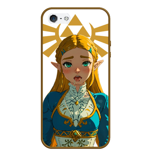 Чехол для iPhone 5/5S матовый The legend of Zelda - ahegao, цвет коричневый