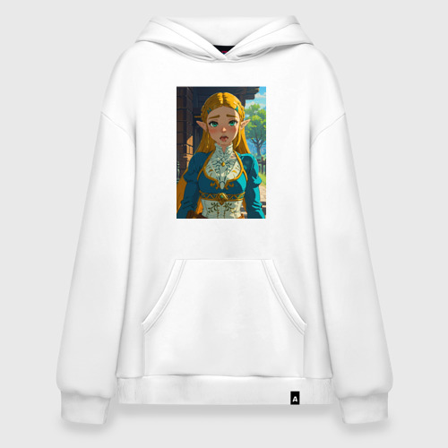 Худи SuperOversize хлопок The legend of Zelda - ahegao art, цвет белый