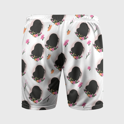 Мужские шорты спортивные Женский силуэт с цветами, цвет 3D печать - фото 2