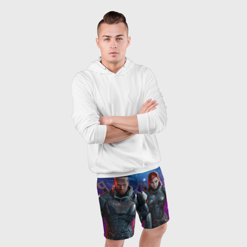 Мужские шорты спортивные Mass Effect N7 space, цвет 3D печать - фото 5